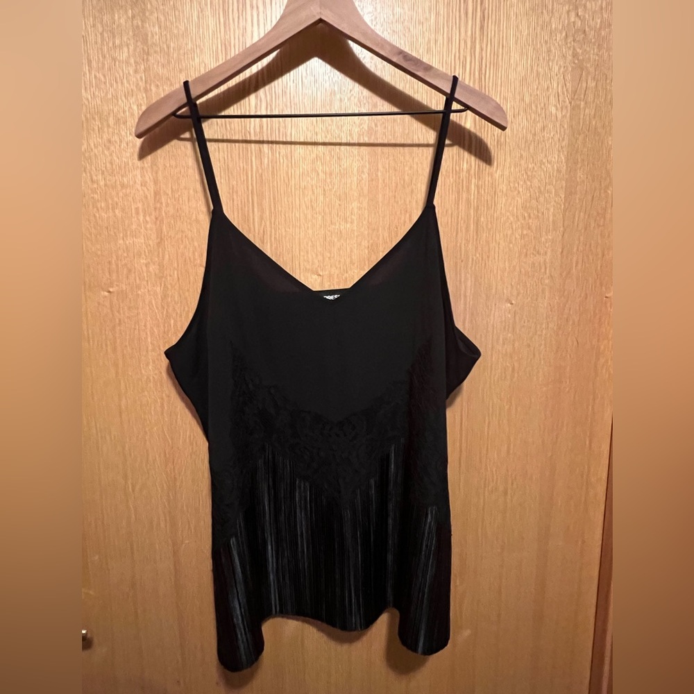 Express black satin tank
